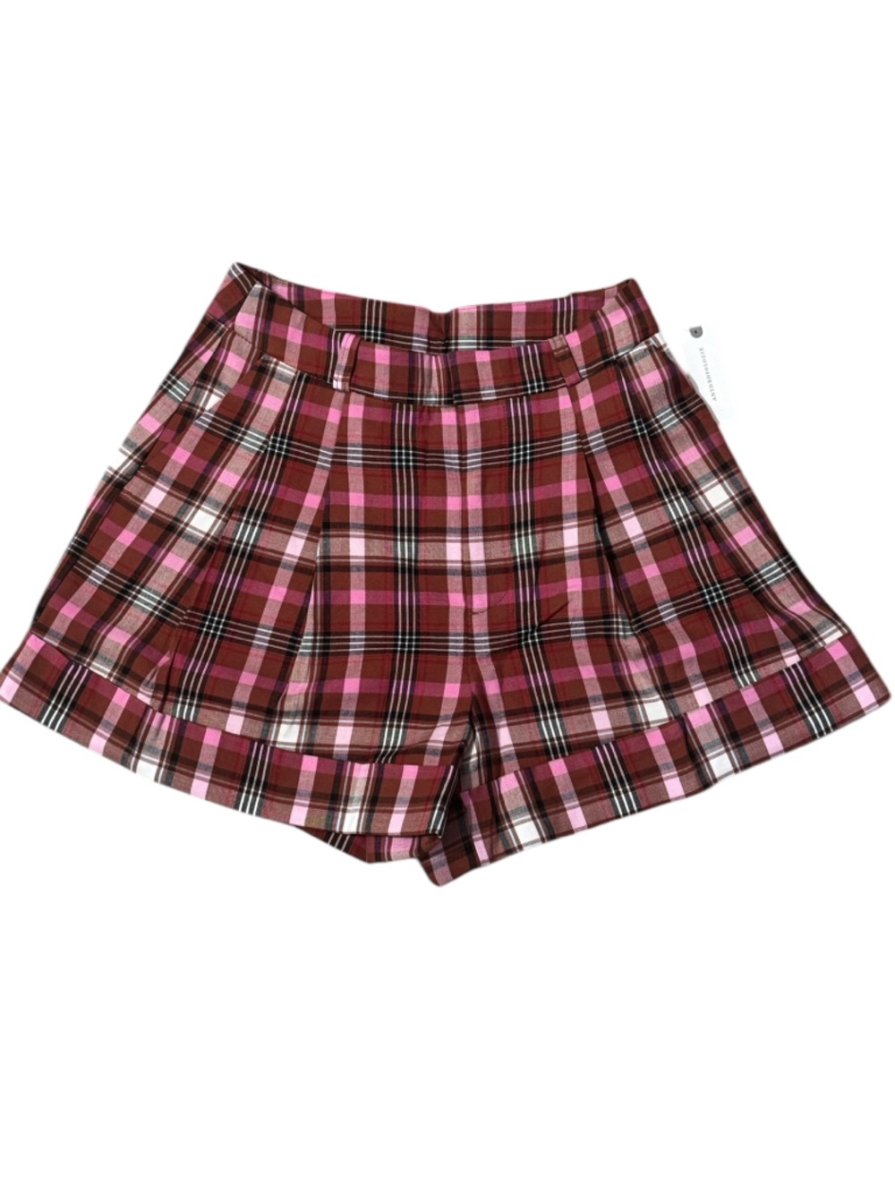 Anthropologie MAEVE The Avery Pleated Trouser Shorts Brown Plaid $98 Retail NWT - Picture 2 of 15